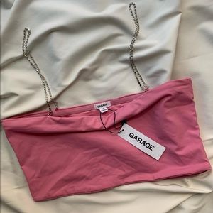 NWT Garage Pink Crop top with jewel straps